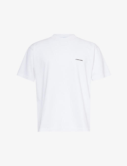 STONE ISLAND: Brand-print boxy-fit cotton-jersey T-shirt