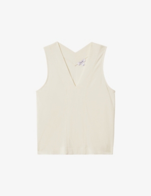 Shop Reiss Womens Ivory Mira V-neck Sleeveless Woven Top