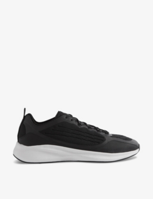 Shop Reiss Men's Black Adison Knitted Low-top Trainers