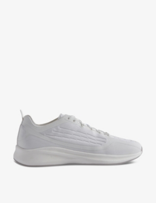 Reiss Mens White Adison Knitted Low-top Trainers
