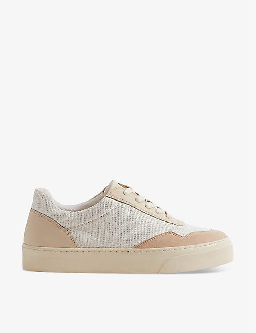 REISS: Asha canvas and suede low-top trainers