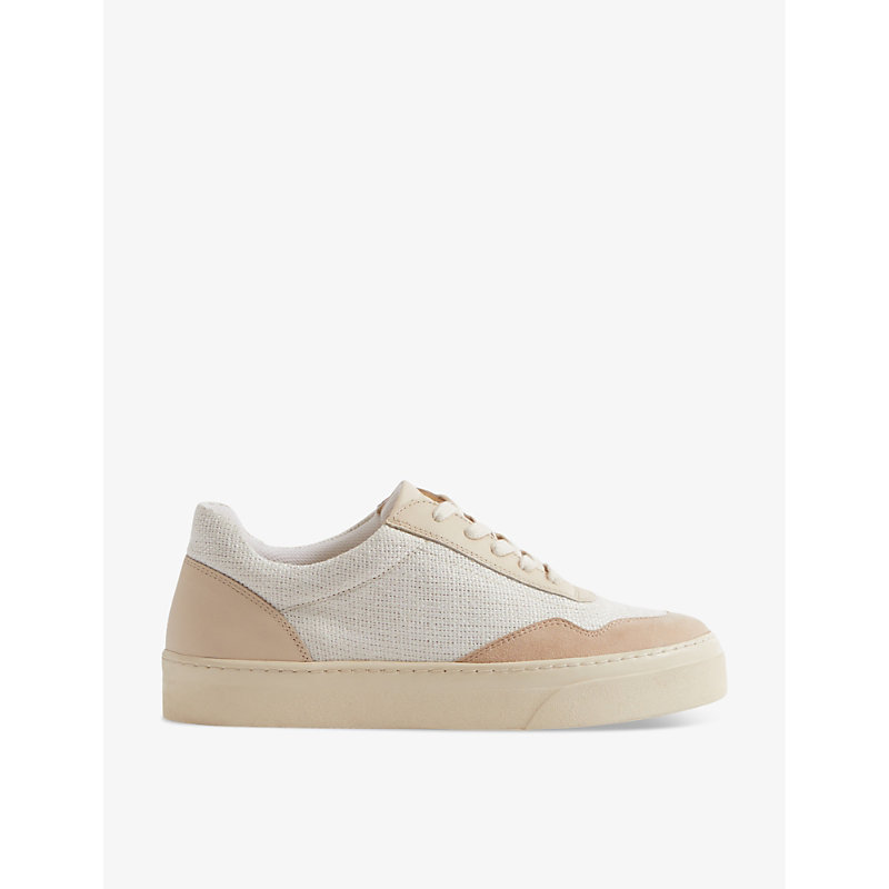 Reiss Womens Natural Asha Canvas And Suede Low-top Trainers