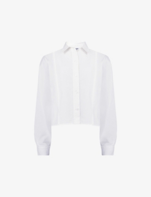 RO&ZO: Pleated cropped cotton shirt