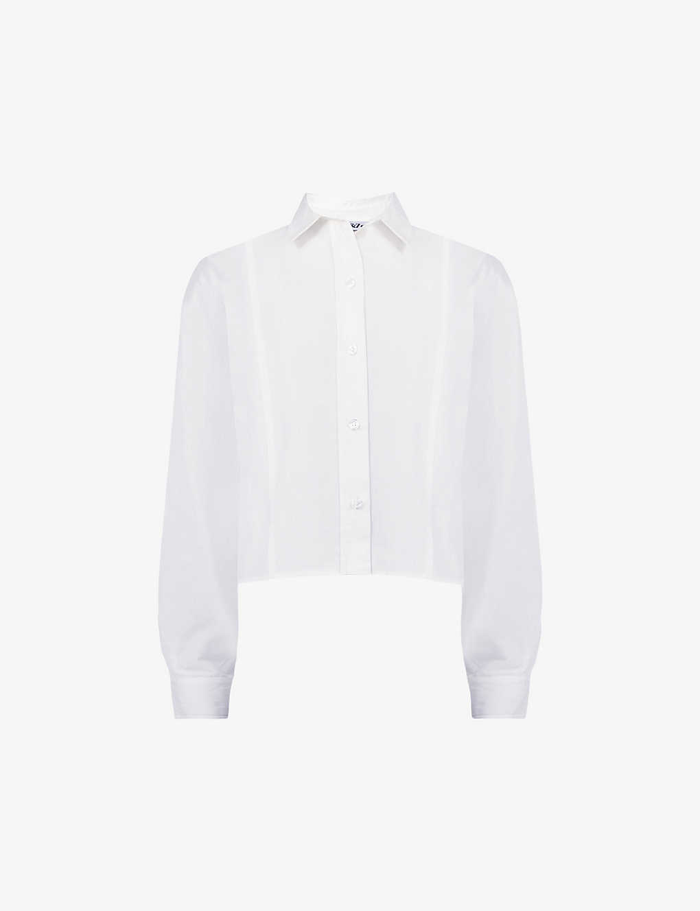 Ro&zo Pleated Cropped Cotton Shirt In White