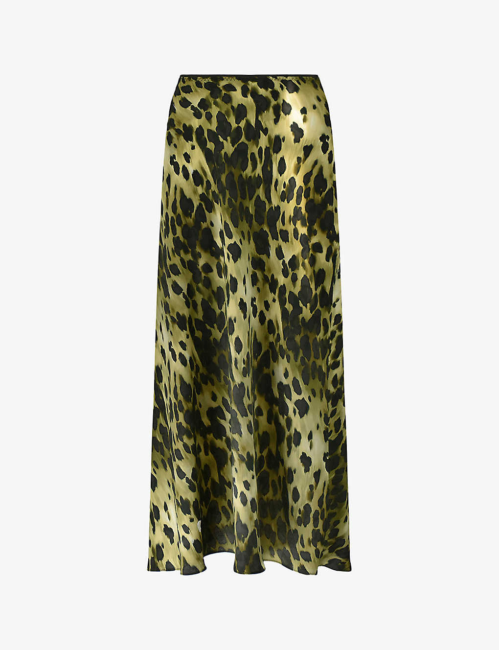 Ro&zo Leopard-print Bias-cut Satin Midi Skirt In Khaki