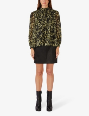 RO&ZO: Long-Sleeve Leopard-Print Woven Blouse