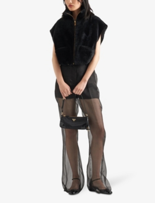 Prada Shearling Vest In Black
