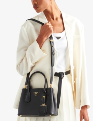 PRADA: Double Saffiano mini leather top-handle bag