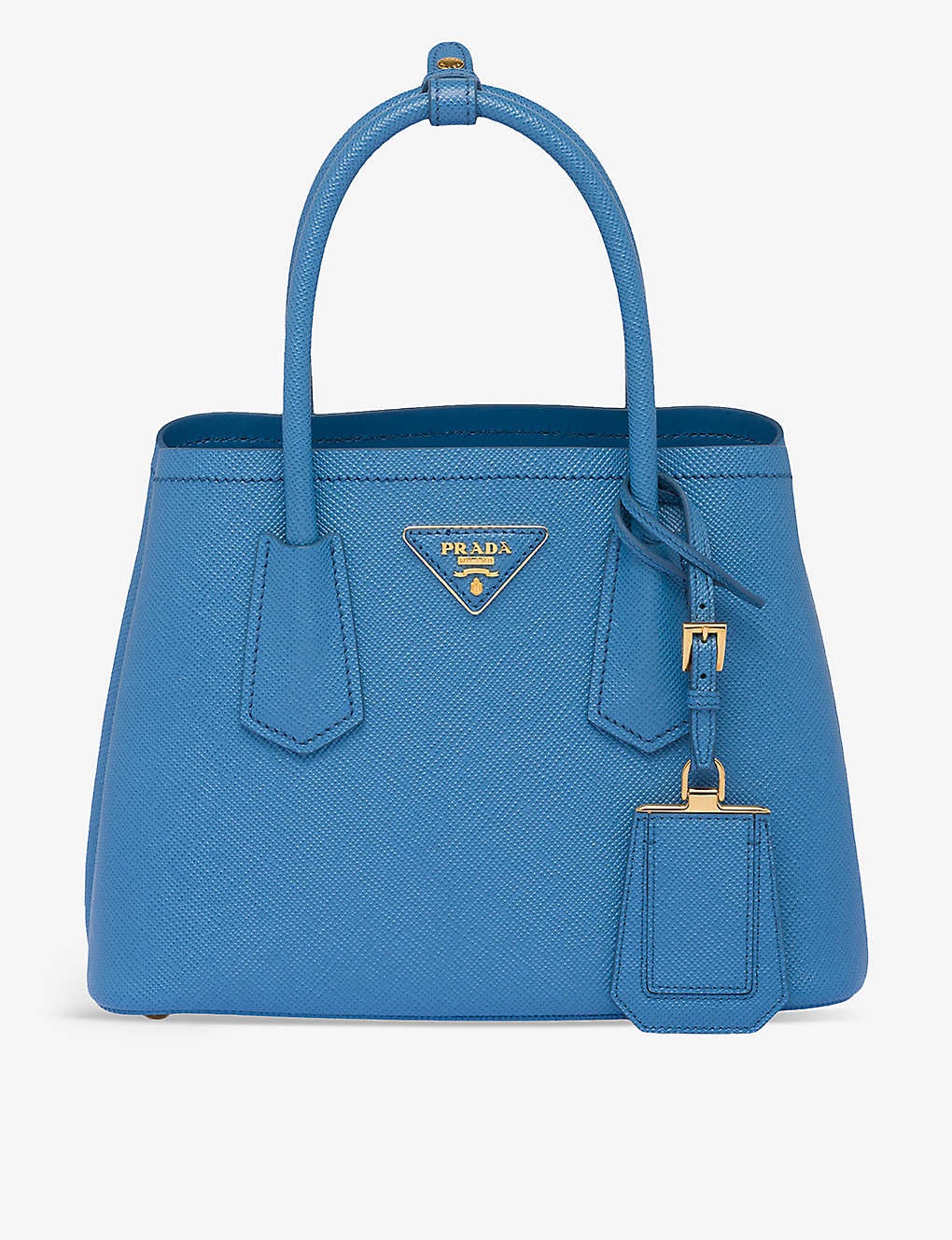 Prada Womens Light Blue Double Saffiano Mini Leather Top-handle Bag