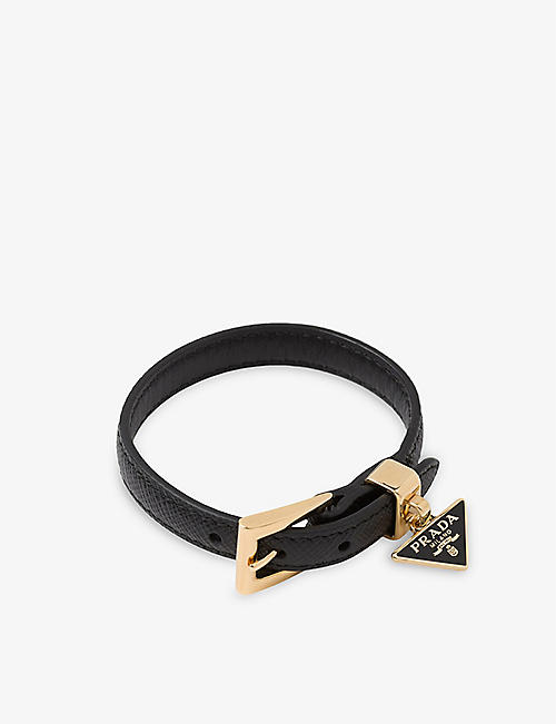 PRADA: Logo-charm leather bracelet
