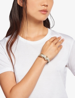 PRADA: Logo-charm leather bracelet