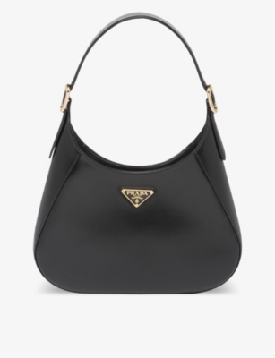 Prada Cleo Leather Shoulder Bag In Black