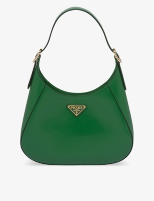 Prada Leather Shoulder Bag In Green