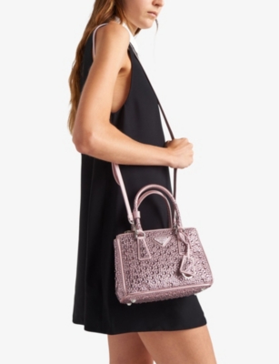 PRADA: Galleria mini crystal-embellished satin bag