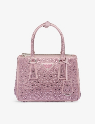 PRADA: Galleria mini crystal-embellished satin bag