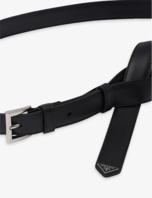 Logo-embellished leather belt