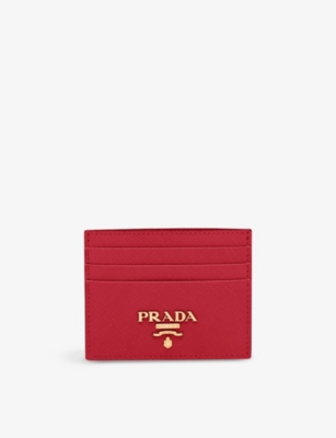 PRADA: Logo-plaque leather card holder