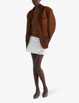 Shop Prada Womens Brown Single-breasted Suede Jacket