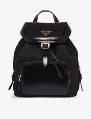 PRADA: Re-Nylon medium brand-plaque recycled-polyamide and brushed leather backpack