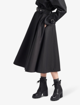 PRADA: Re-Nylon logo-plaque leather and recycled-nylon heeled boots