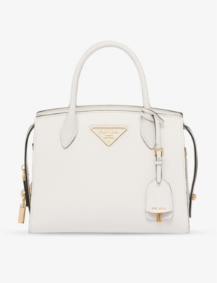 Prada White Kristen Saffiano Mini Leather Top-handle Bag