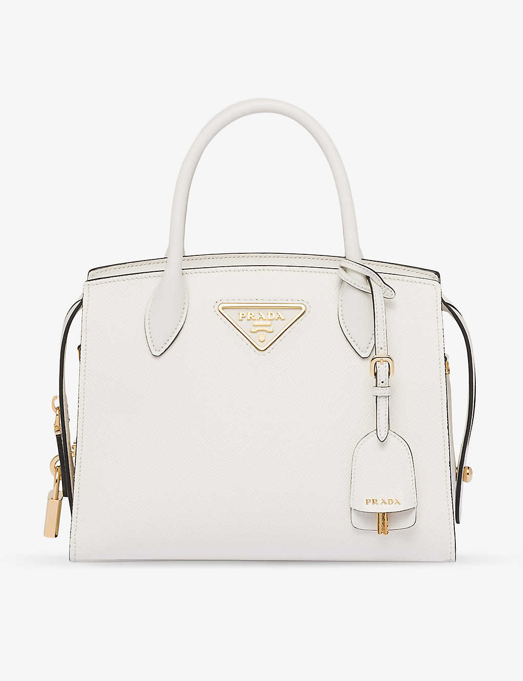 Prada White Kristen Saffiano Mini Leather Top-handle Bag