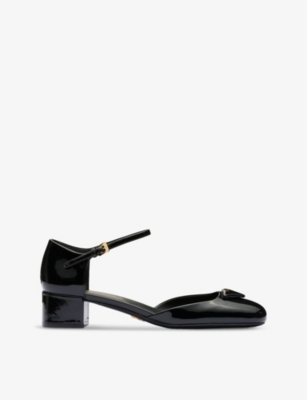 PRADA: Brand-plaque patent leather pumps