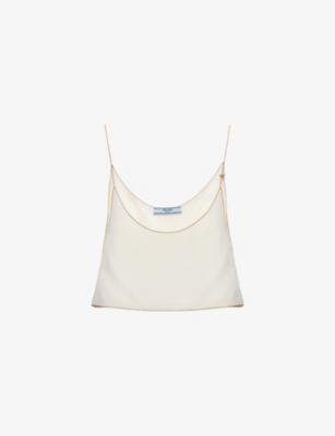 Prada Sablé Cropped Camisole Top In Neutral