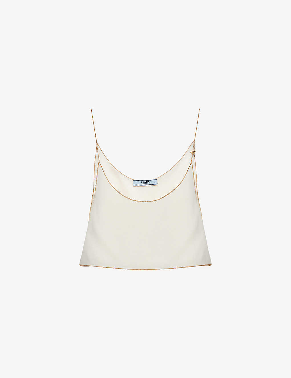 Prada Sablé Chain-embellished Woven Top In Neutral