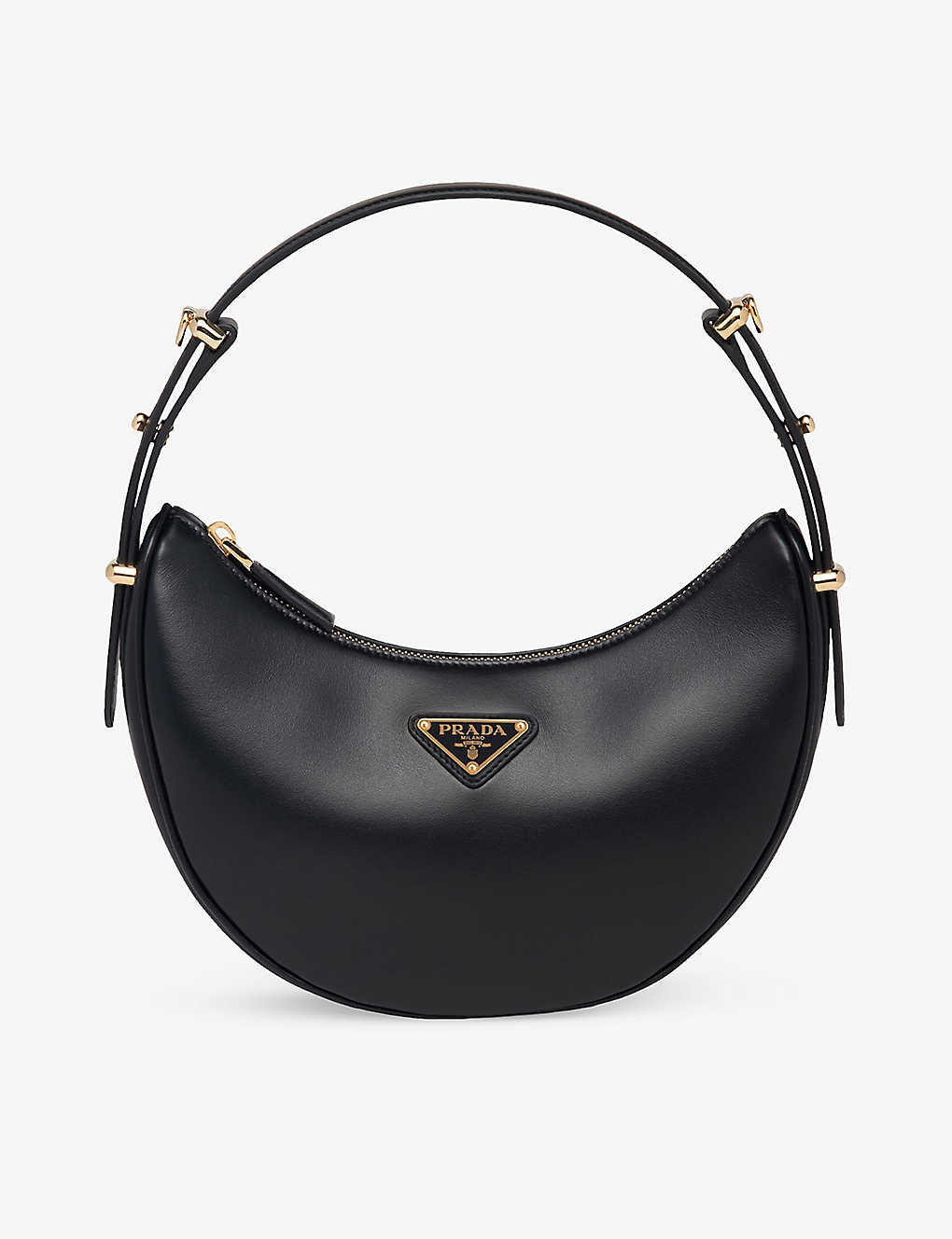 Shop Prada Arqué Leather Shoulder Bag In Black