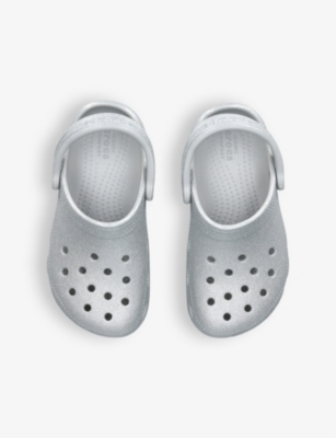 Crocs Classic Glitter-embellished Rubber Clog In Silver