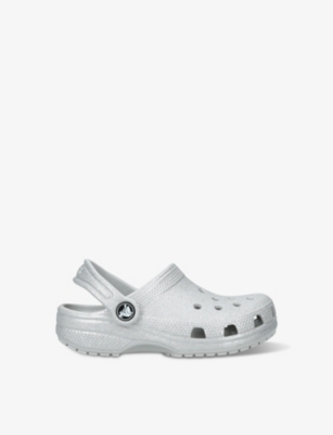 Shop Crocs Boys Silver Kids Classic Glitter-embellished Rubber Clogs