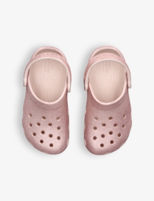 Shop Crocs Boys Pink Kids Classic Glitter-embellished Rubber Clogs