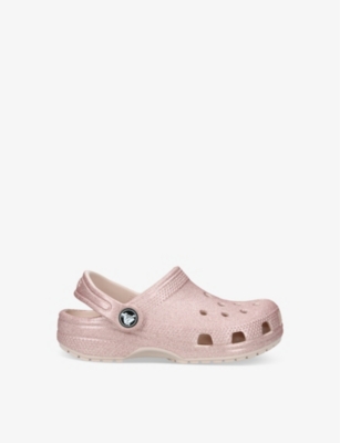 Shop Crocs Boys Pink Kids Classic Glitter-embellished Rubber Clogs