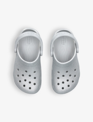 Shop Crocs Boys Silver Kids Classic Glitter-embellished Rubber Clogs