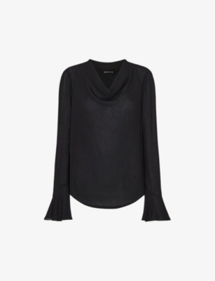 Whistles Pia Cowl Neck Top In Black