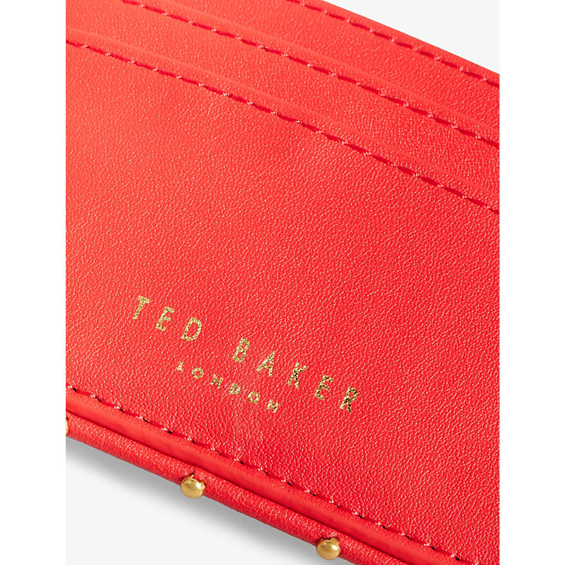 Shop Ted Baker Women's Coral Kahnia Stud-embellished Logo-embossed Leather Card Holder