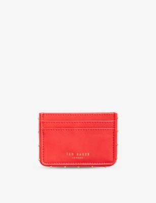 TED BAKER: Kahnia stud-embellished logo-embossed leather card holder