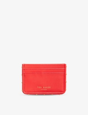Ted Baker Womens Coral Kahnia Stud-embellished Logo-embossed Leather Card Holder