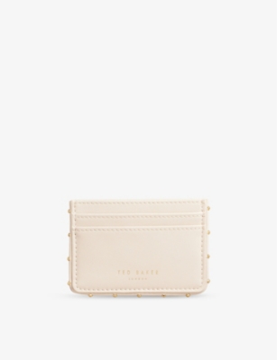 TED BAKER: Kahnia stud-embellished logo-embossed leather card holder