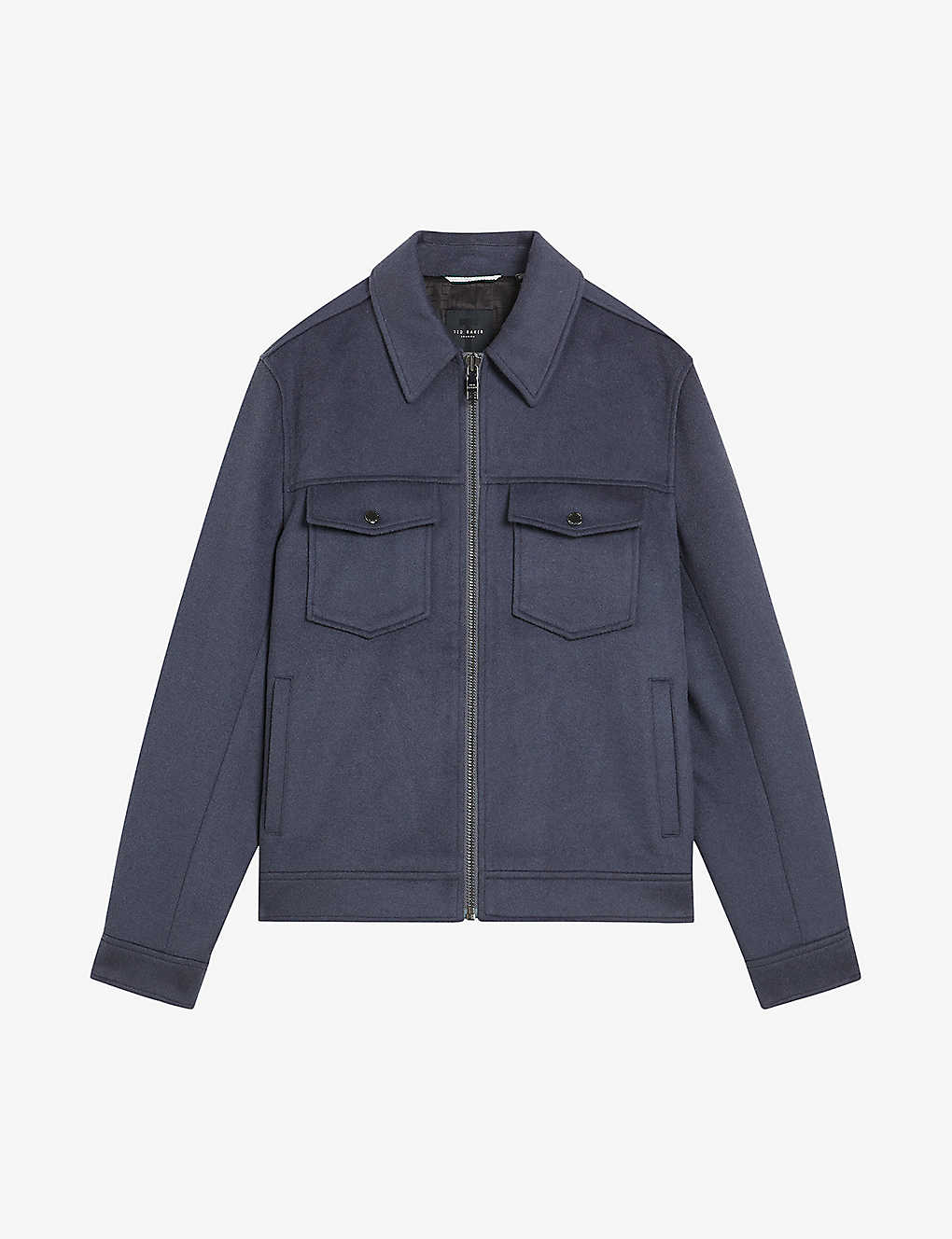 Ted Baker Mens Mid-blue Somerss Patch-pocket Regular-fit Wool-blend Jacket