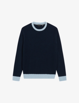 TED BAKER: Capab slim-fit contrast-trim wool-blend jumper