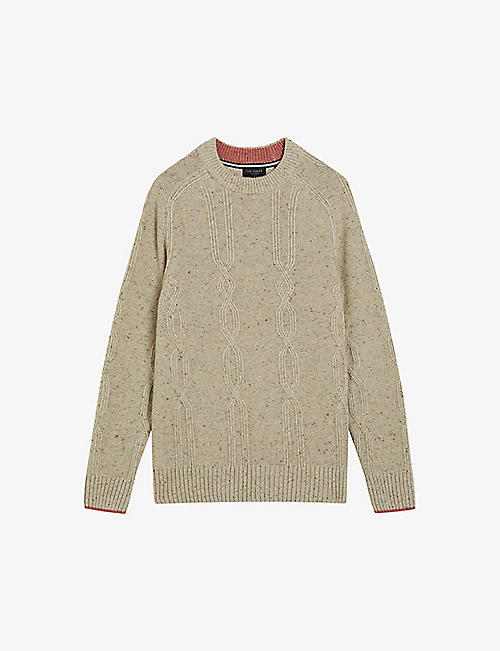 TED BAKER: Enroe regular-fit cable-knit wool-blend jumper