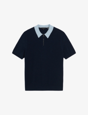 TED BAKER: Arwik zipped-collar short-sleeve knitted polo