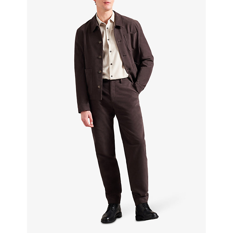 Shop Ted Baker Rufusj Three-pocket Stretch-cotton Jacket In Dk-brown