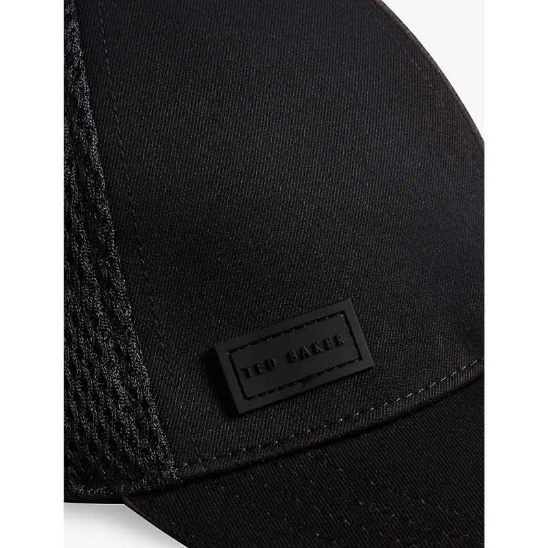 Shop Ted Baker Ethanns Logo-patch Mesh-woven Cap In Black