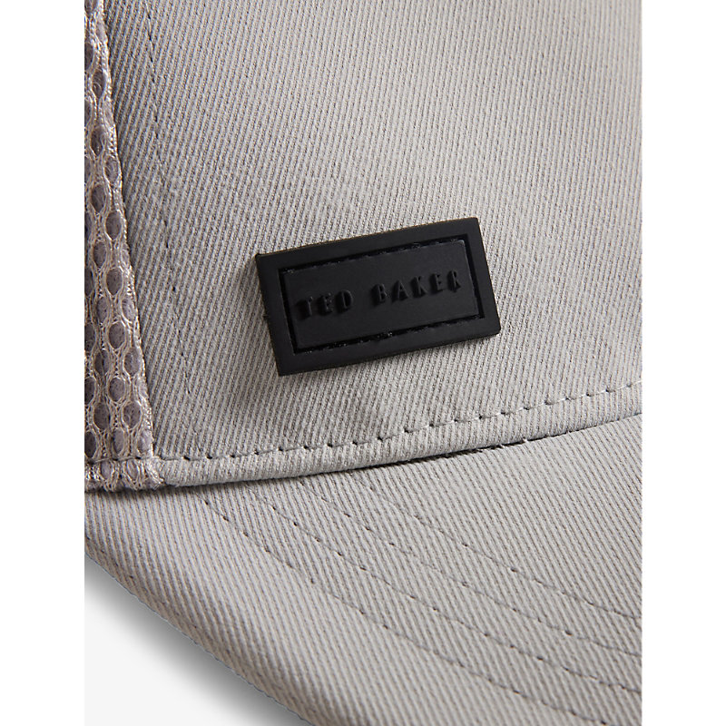 Shop Ted Baker Ethanns Logo-patch Mesh-woven Cap In Grey