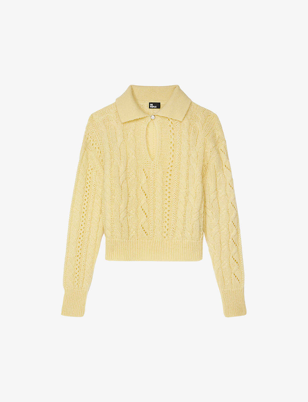 The Kooples Womens Yellow Cable-weave Knitted Jumper