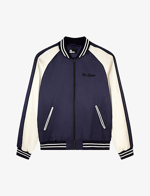 THE KOOPLES: Logo text-embroidered woven bomber jacket