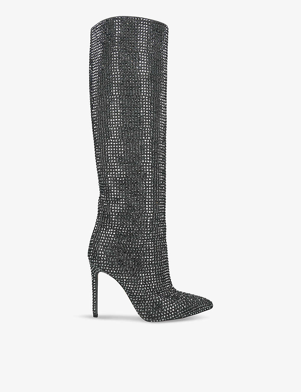 Paris Texas Holly Crystal-embellished Suede Heeled Boots In Blk/other